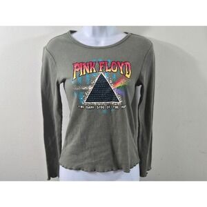 Pink Floyd Womans Top XS Green Cotton The Dark Side Of The Moon Thermal Shirt‎